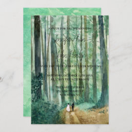 水彩木地の風景の手絵を描 招待状