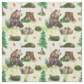 水彩木地クマとクマの子付き ファブリック (見本)