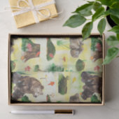 水彩木地クマとクマの子付き 薄葉紙 (ギフト)