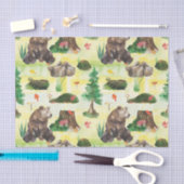 水彩木地クマとクマの子付き 薄葉紙 (クラフト)