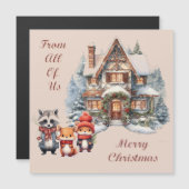 水彩木地クリスマス磁気カード (正面/裏面)