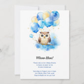 水彩木地フクロウ赤ちゃんシャワー招待状 招待状 (正面)