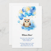水彩木地フクロウ赤ちゃんシャワー招待状 招待状 (正面/裏面)