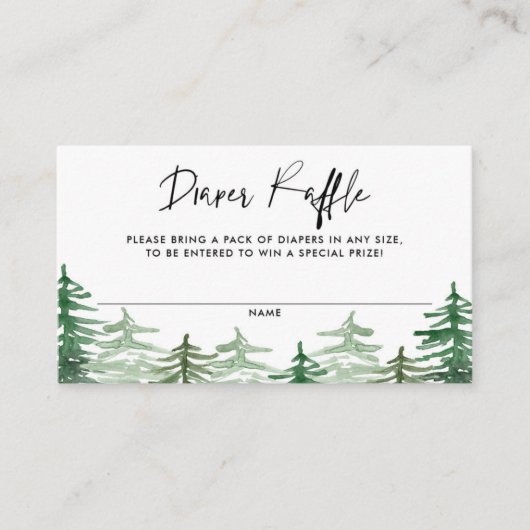 水彩木地ベビーシャワーおむつラッフル エンクロージャーカード (正面)