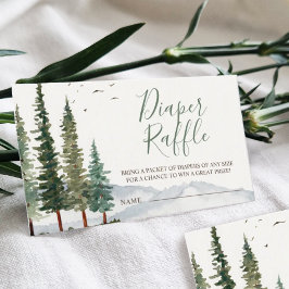 水彩木地ベビーシャワーおむつラッフル エンクロージャーカード