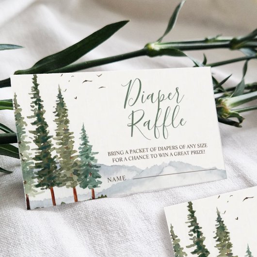 水彩木地ベビーシャワーおむつラッフル エンクロージャーカード