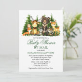 水彩木地動物の木々がメールでシャワー 招待状 (スタンド正面)