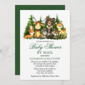 水彩木地動物の木々がメールでシャワー 招待状 (正面/裏面)