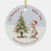 水彩木地動物写真 セラミックオーナメント (正面)