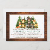 水彩木地動物木素朴のシャワー 招待状 (正面)