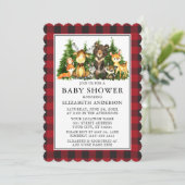 水彩木地動物赤ちゃんシャワープレイド 招待状 (スタンド正面)