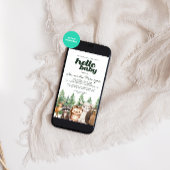 水彩木地松の木の冬の赤ちゃんシャワー 招待状