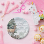 水彩木地森林局Doe赤ちゃんシャワー ペーパープレート (パーティー)