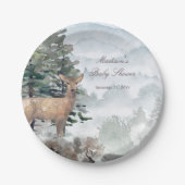 水彩木地森林局Doe赤ちゃんシャワー ペーパープレート (正面)