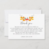 水彩木地秋の結婚式。植物秋 サンキューカード (正面)