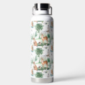 水彩木地赤ん坊の動物模様 ウォーターボトル (背面)