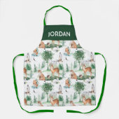 水彩木地赤ん坊の動物模様 エプロン (正面)