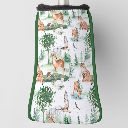 水彩木地赤ん坊の動物模様 ゴルフヘッドカバー (回転90)