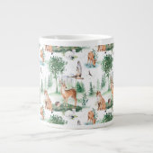 水彩木地赤ん坊の動物模様 ジャンボコーヒーマグカップ (正面)