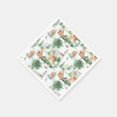 水彩木地赤ん坊の動物模様 スタンダードカクテルナプキン (角)