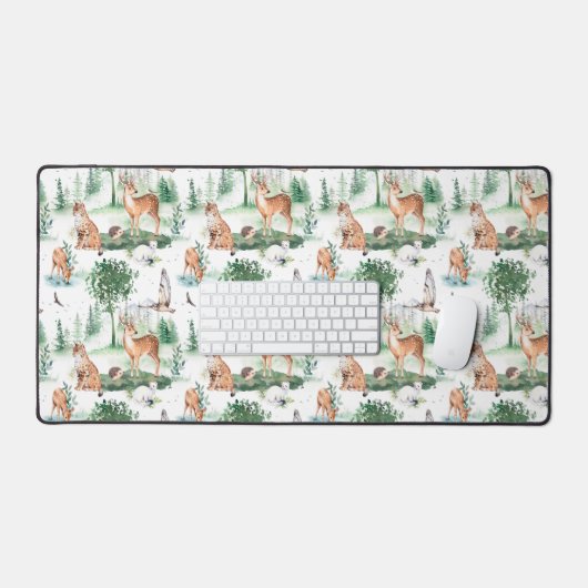 水彩木地赤ん坊の動物模様 デスクマット (キーボード&マウス)