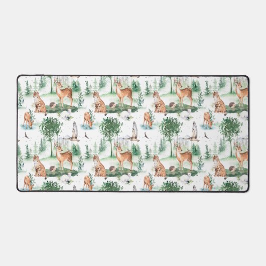 水彩木地赤ん坊の動物模様 デスクマット (正面)