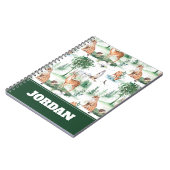 水彩木地赤ん坊の動物模様 ノートブック (左側)