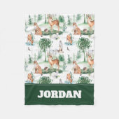 水彩木地赤ん坊の動物模様 フリースブランケット (正面)