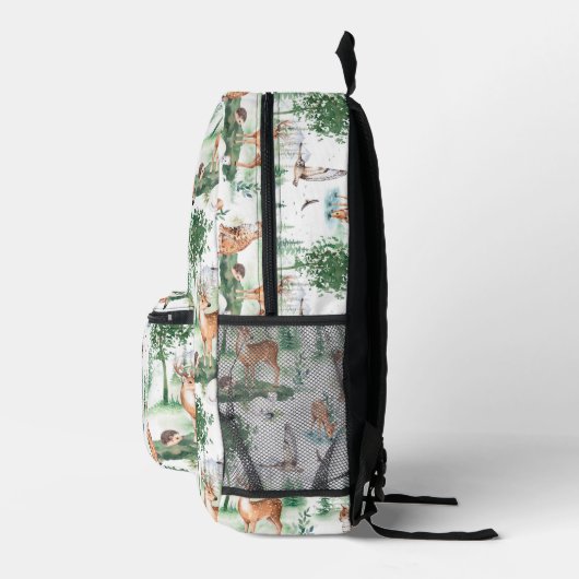 水彩木地赤ん坊の動物模様 プリントバックパック (右)