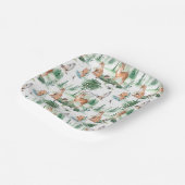 水彩木地赤ん坊の動物模様 ペーパープレート (傾斜あり)