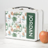 水彩木地赤ん坊の動物模様 メタルランチボックス (インサイチュ)