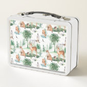 水彩木地赤ん坊の動物模様 メタルランチボックス (裏面)