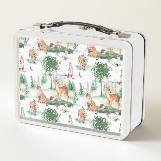 水彩木地赤ん坊の動物模様 メタルランチボックス (裏面)