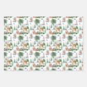 水彩木地赤ん坊の動物模様 ラッピングペーパーシート (正面2)