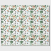 水彩木地赤ん坊の動物模様 ラッピングペーパー (フラット)
