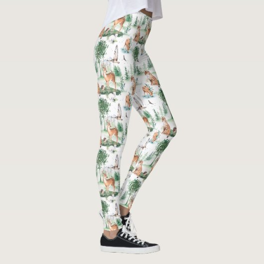 水彩木地赤ん坊の動物模様 レギンス (右)