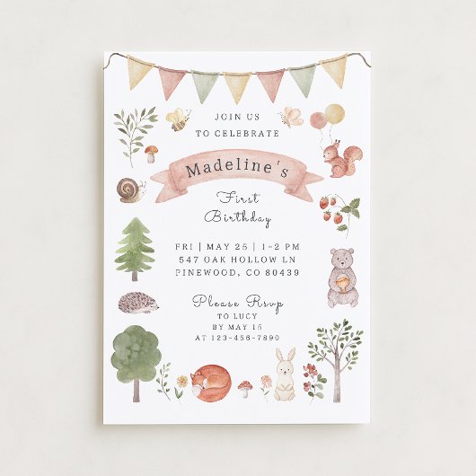 水彩木地 | フォレストの友だち 招待状