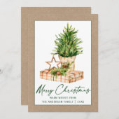 水彩木書道インクミニマリストクラフト シーズンカード (正面/裏面)