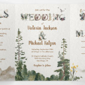 水彩木林山林婚礼 三つ折り招待状 (内部中)