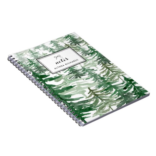 水彩木模様パーソナライズされた手帳I ノートブック (右側)