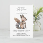 水彩木版動物リス赤ちゃんシャワー 招待状 (スタンド正面)