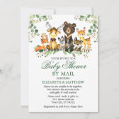 水彩木版動物赤ちゃんシャワー通販 招待状 (正面)