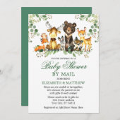 水彩木版動物赤ちゃんシャワー通販 招待状 (正面/裏面)