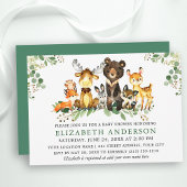 水彩木版動物赤ちゃんシャワー 招待状