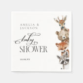 水彩木版動物赤ちゃんモダンシャワー スタンダードカクテルナプキン (正面)