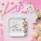 水彩木版動物赤ちゃんモダンシャワー ペーパープレート (パーティー)