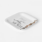 水彩木版動物赤ちゃんモダンシャワー ペーパープレート (傾斜あり)