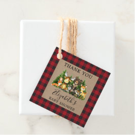 水彩木版動物赤ちゃん素朴シャワー フェイバータグ