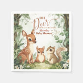 水彩木版木OH鹿赤ちゃんシャワー スタンダードカクテルナプキン (正面)