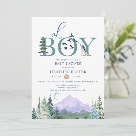 水彩木版林防峰ベビーシャワー 招待状 (スタンド正面)